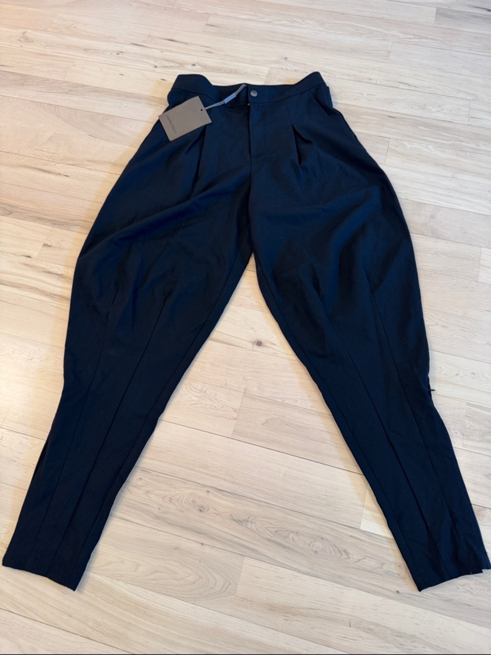 Gentle Herd-Wool blend Pleated Trousers Pants-Zippered Ankle-New-S